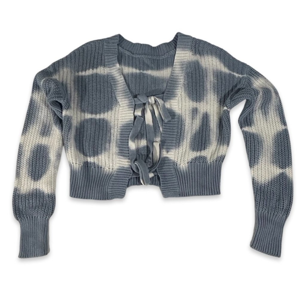 Aeropostale Women's Knit Knot Tie Blue and White Sweater Size Small